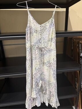 Rails Pastel Animal Print High-Low Slip Dress in Pink, Yellow, Gray, Cream